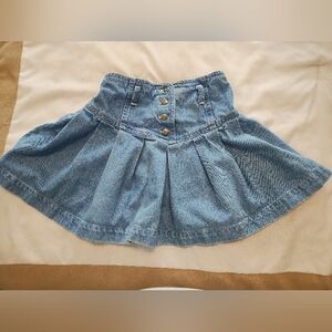 Vintage 90s Denim Button-Front Pleated Girls Mini Skirt - Light Blue